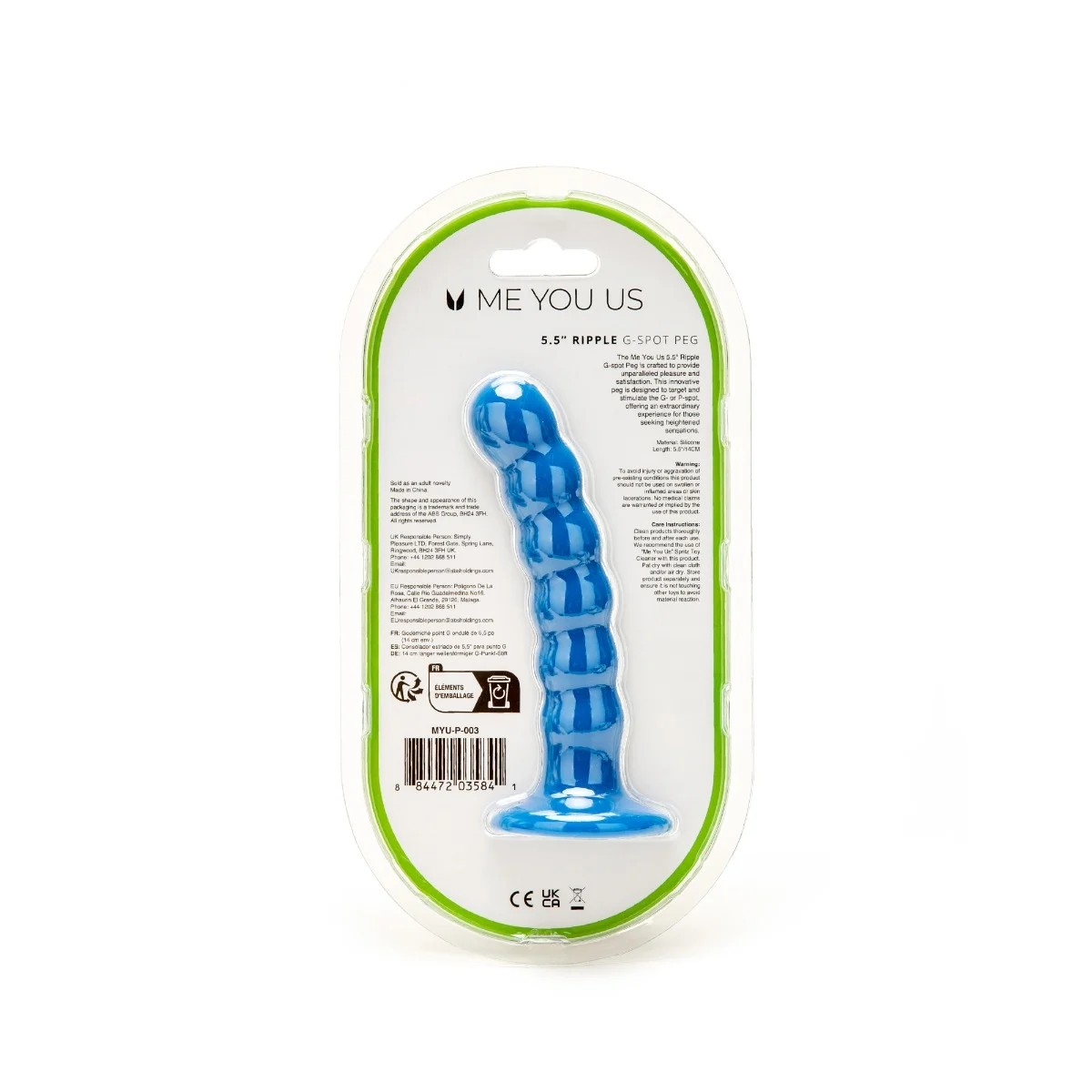 Me You Us 5.5" Ripple G-spot Peg - Blue