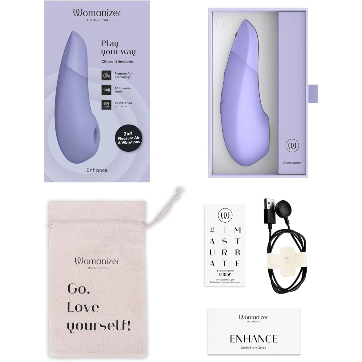 Womanizer Enhance 2-in-1 Clitoral Stimulator with Pleasure Air & Vibrations - Lilac