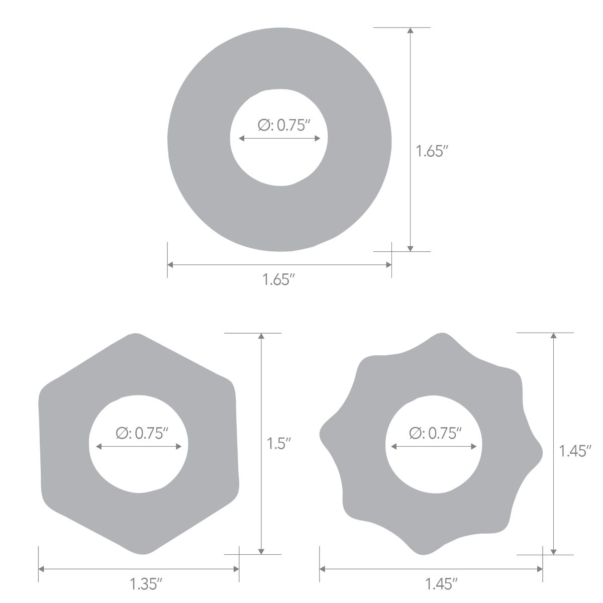 Blue Line 3 Pack Nuts & Bolts Stretch Cock Ring Set