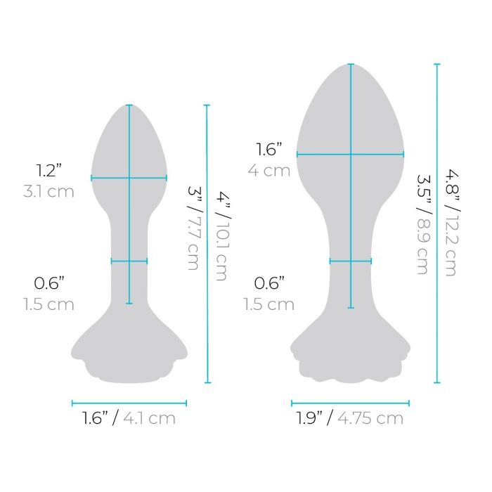 B-Vibe Pink Roses Anal Training Glass Butt Plug Set