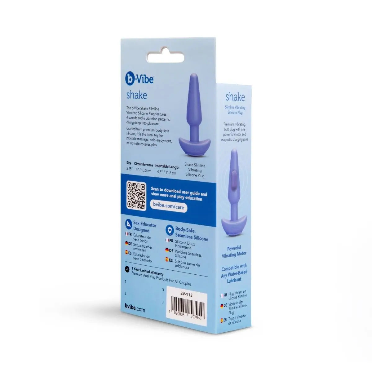 b-Vibe Snake Vibrating Silicone Prostate Plug - Lilac