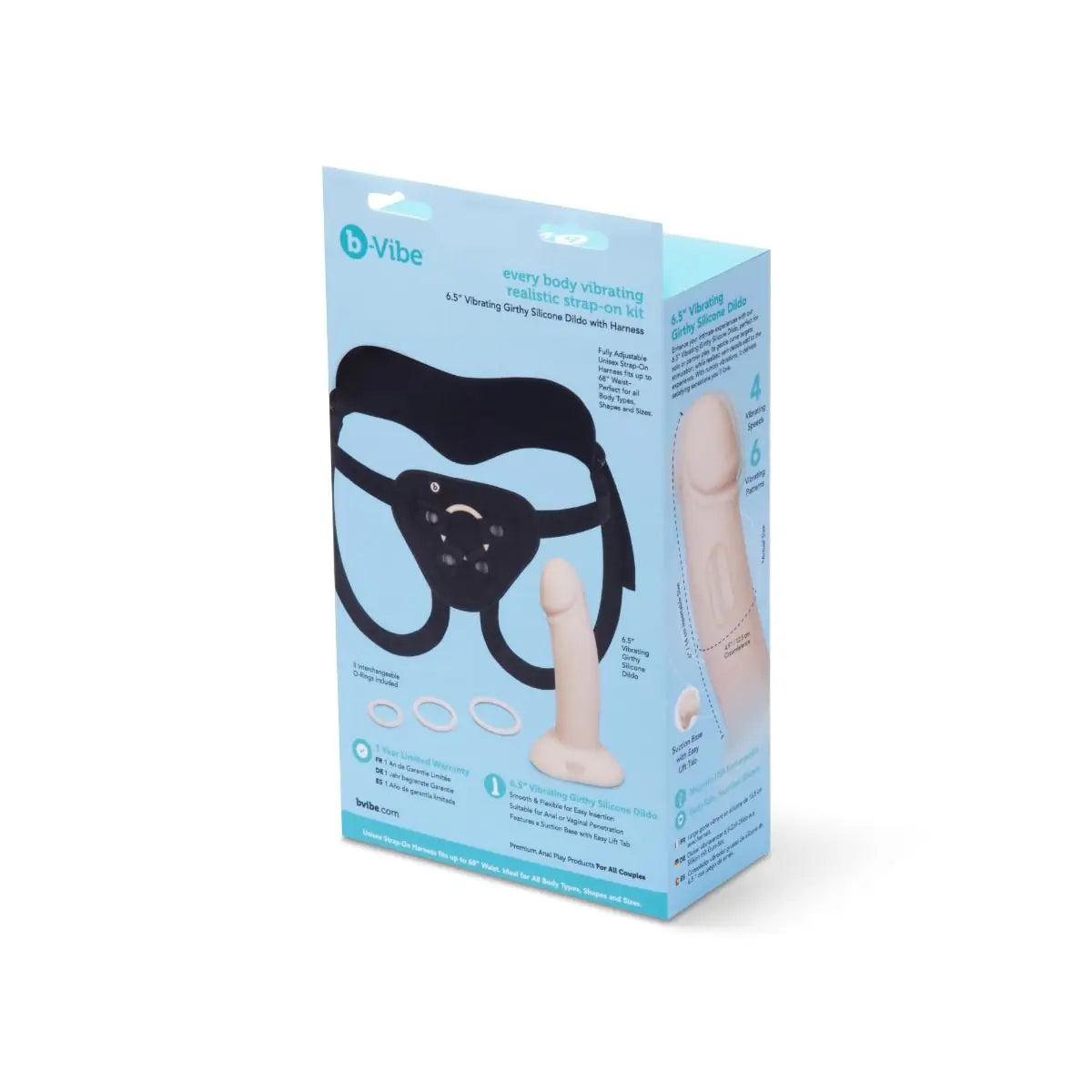 B-Vibe Every Body Rechargeable Vibrating Realistic Strap on Kit
