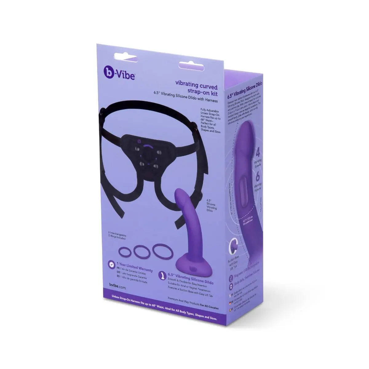 B-Vibe Vibrating Rechargeable Curved Strap on Kit