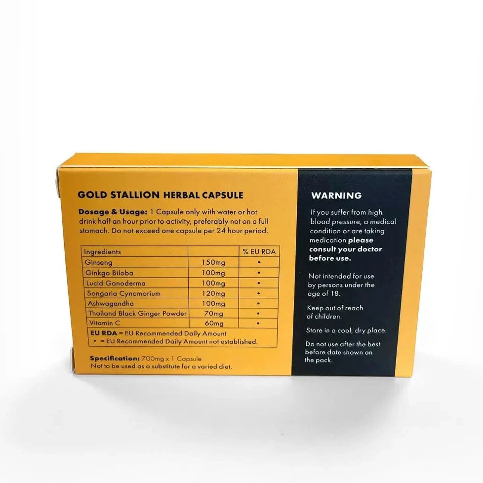 GOLD Stallion 700mg Male Herbal Enhancer 4 Pack Capsule