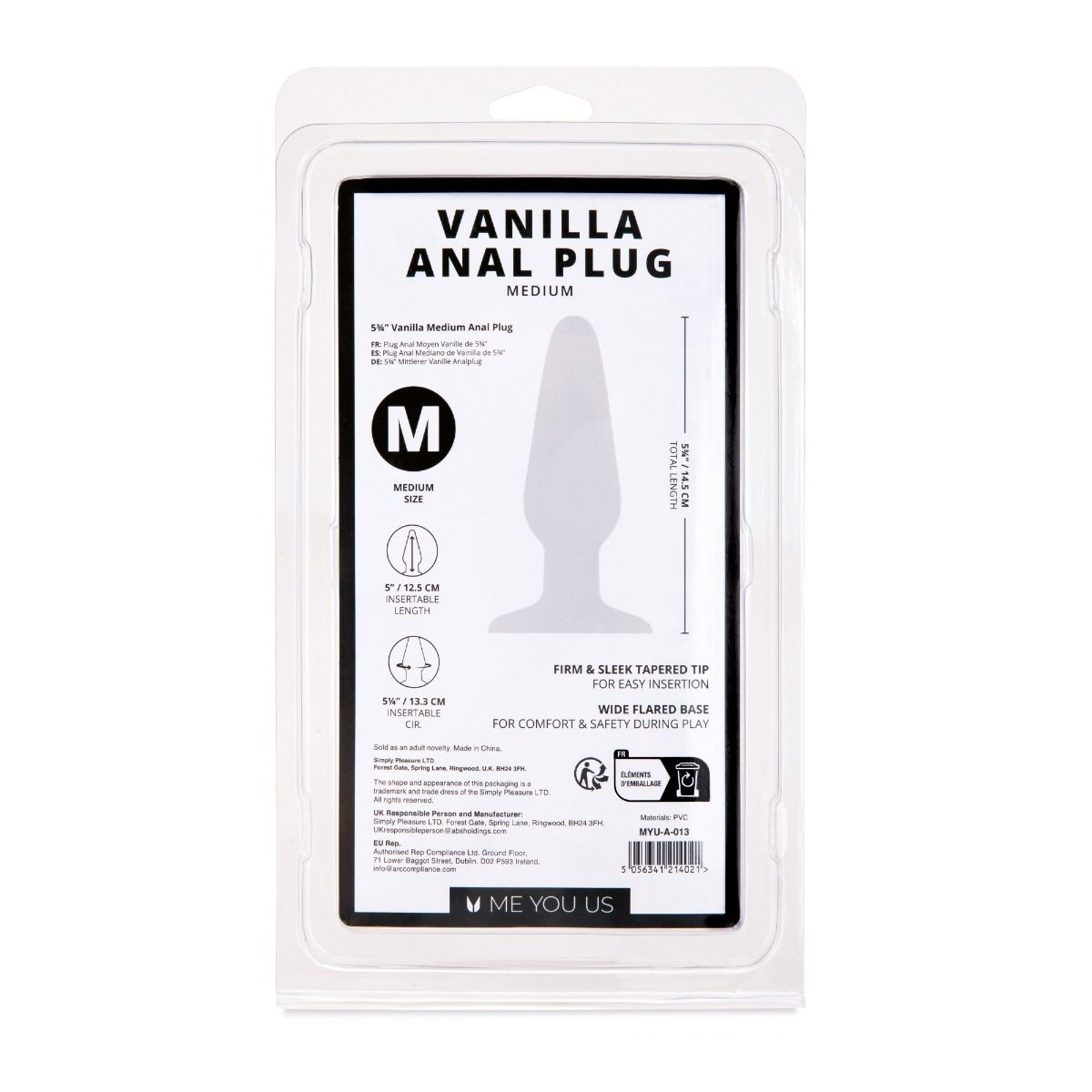 Me You Us Vanilla Medium Anal Butt Plug