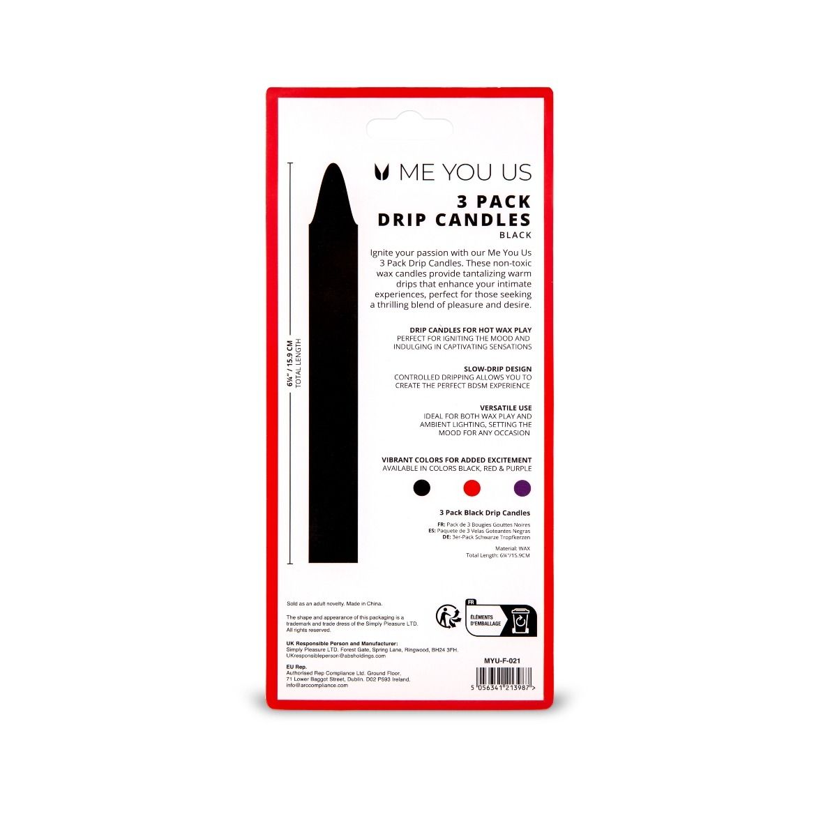 Me You Us Drip Candles 3 Pack - Black