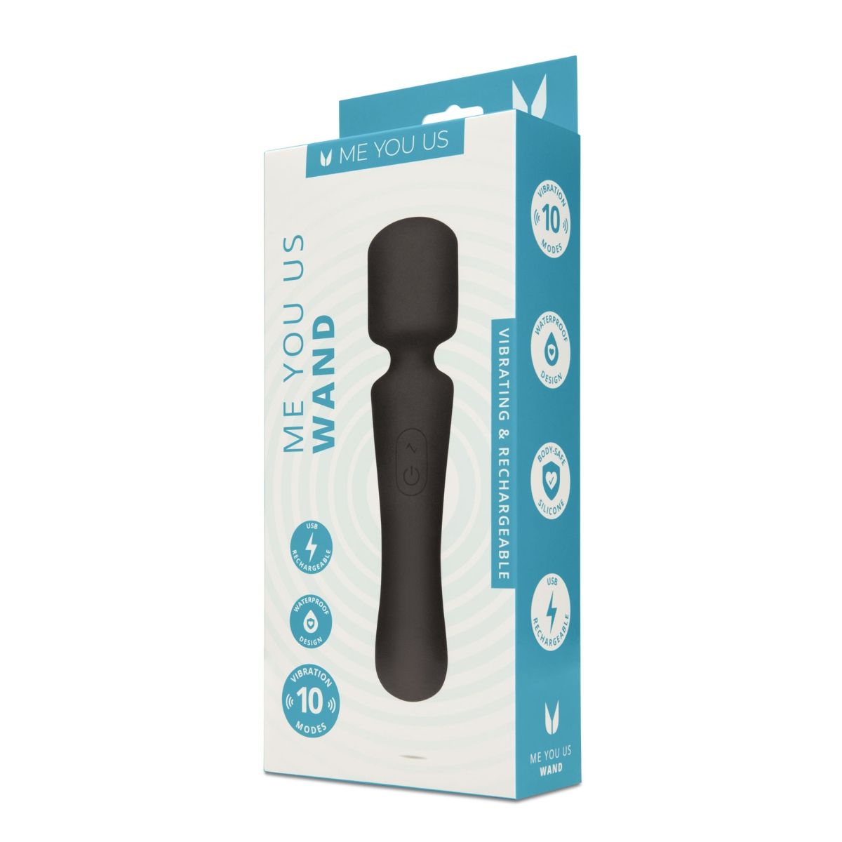 Me You Us 10 Mode Rechargeable Vibration Ergonomic Wand - Black