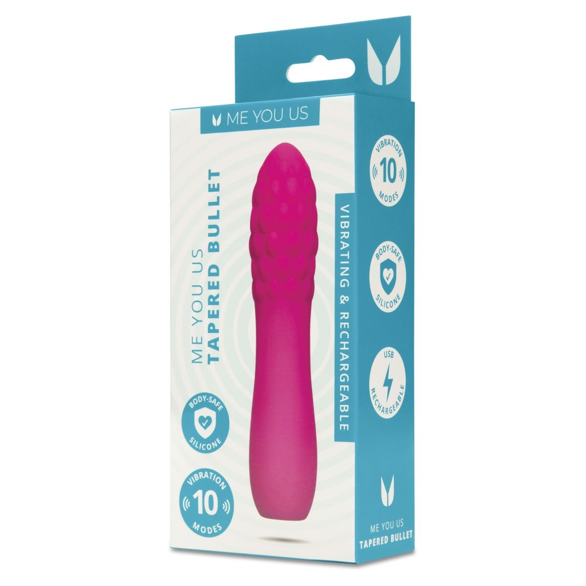 Me You Us 4.5" Tapered 10 Mode Rechargeable Vibrator - Hot Pink