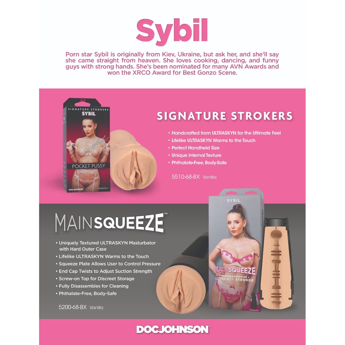 Doc Johnson Main Squeeze Sybil ULTRASKYN Stroker Pussy