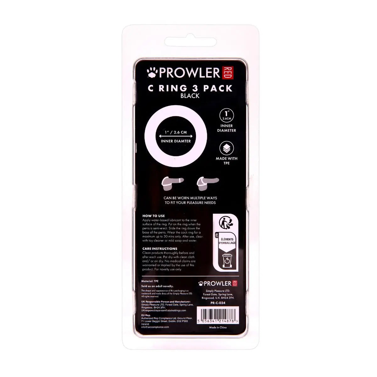 Prowler RED Cock Ring Set 3 Pack - Black