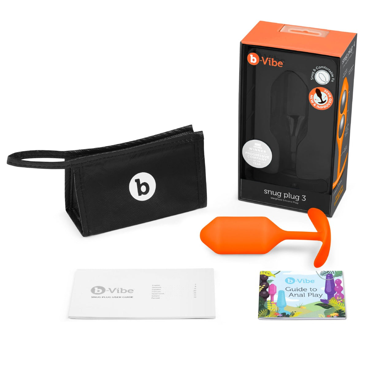 B-Vibe Snug Plug 3 Butt Plug Orange