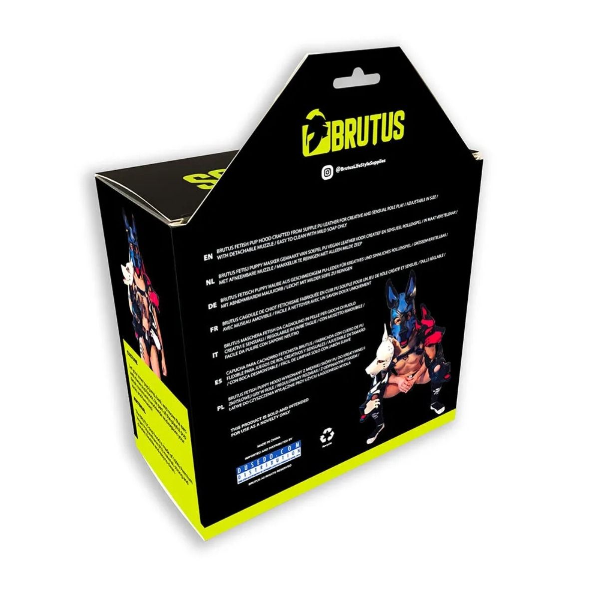 BRUTUS Vegan Pup Hood Puppy Play Black-White