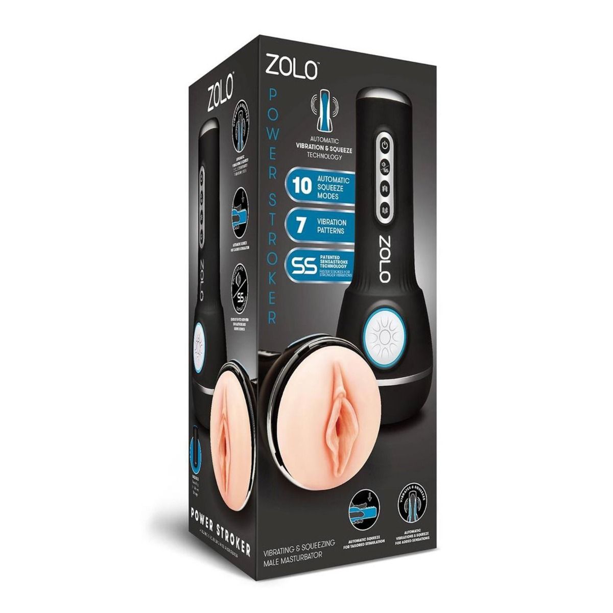 Zolo Power Stroker with Automatic Vibration and Squeeze Technology