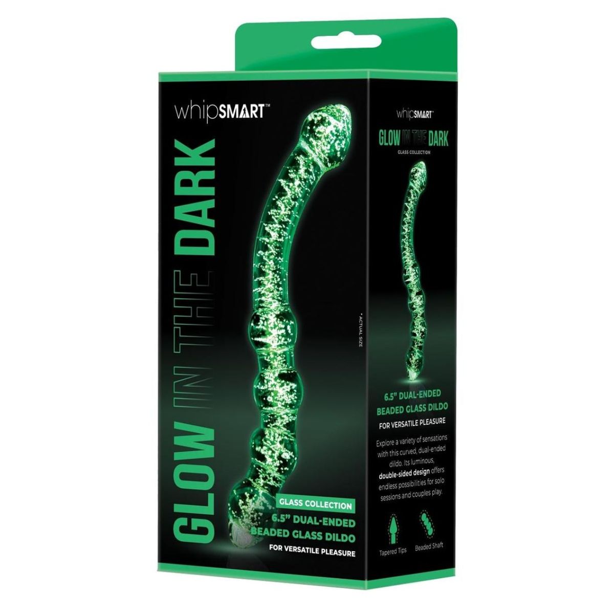 Whipsmart Glow In The Dark Sensual Glass Beaded Textured Dildo