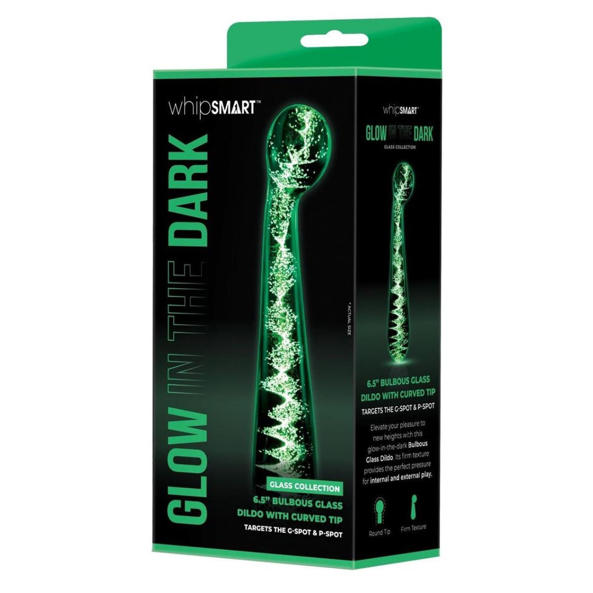 Whipsmart Glow In The Dark G Spot Glass Dildo