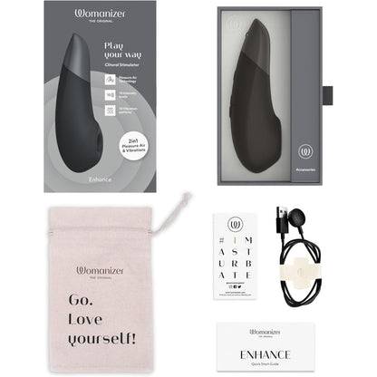 Womanizer Enhance 2-in-1 Clitoral Stimulator with Pleasure Air & Vibrations - Black