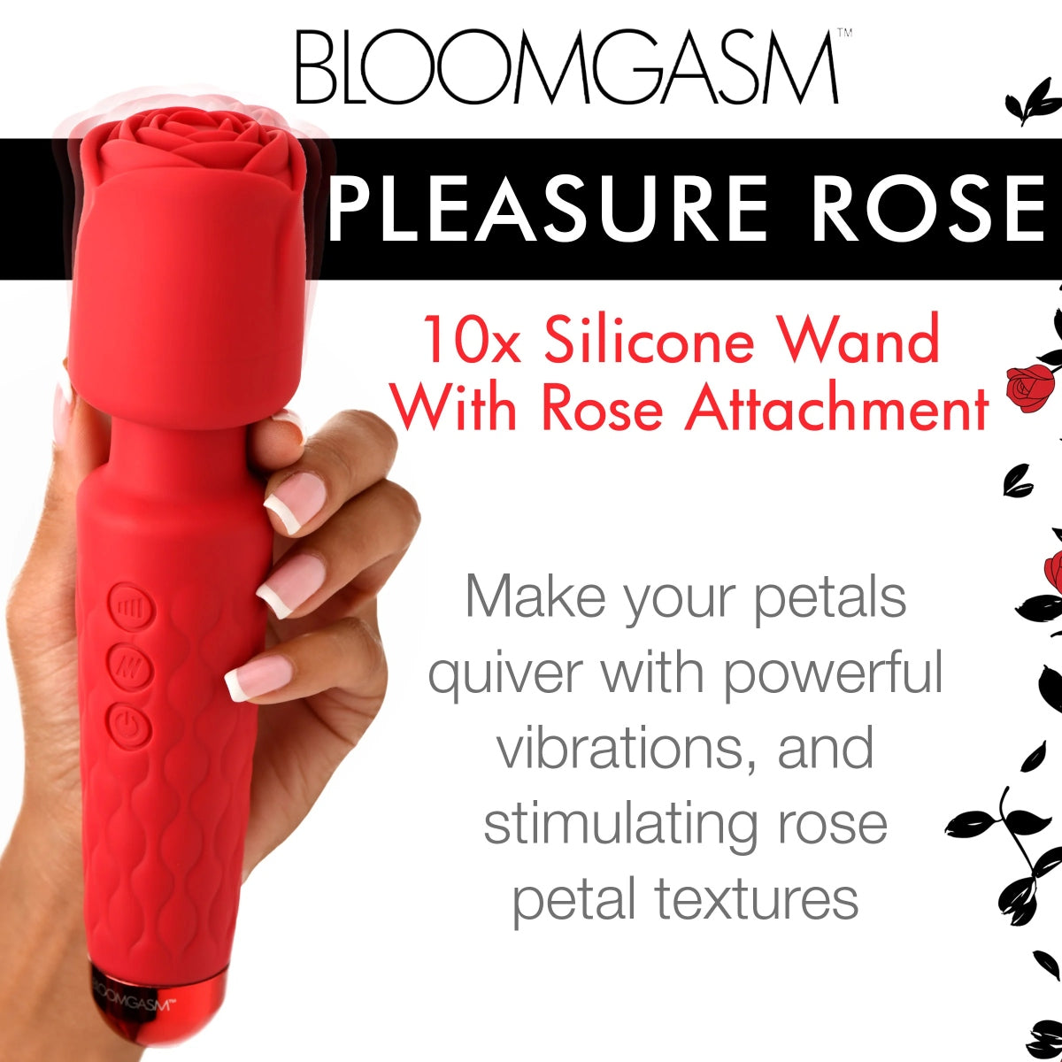 Bloomgasm Pleasure Rose 10X Silicone Wand Rose Attachment