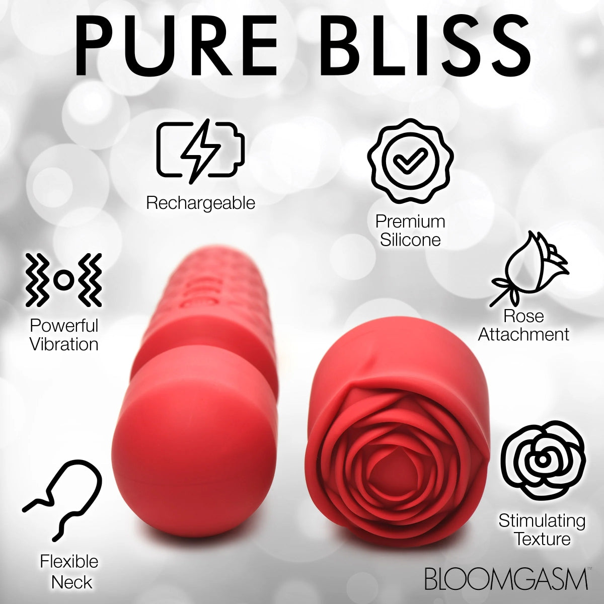 Bloomgasm Pleasure Rose 10X Silicone Wand Rose Attachment