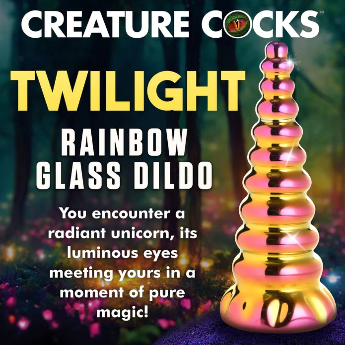 Creature Cocks Twilight Rainbow Unicorn Glass Dildo