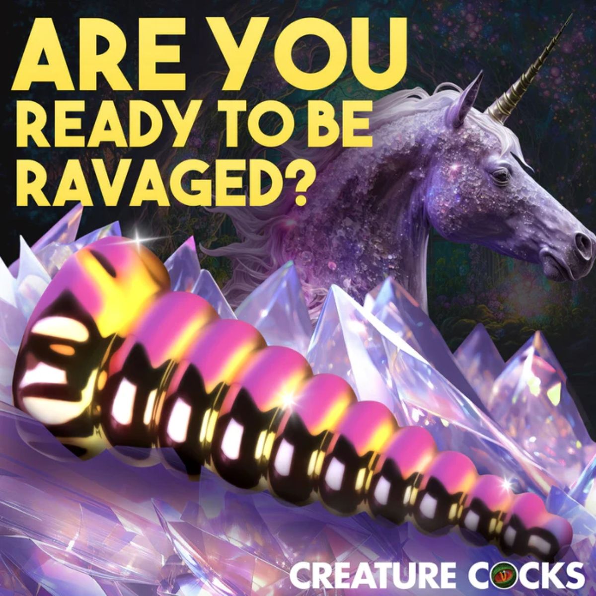 Creature Cocks Twilight Rainbow Unicorn Glass Dildo