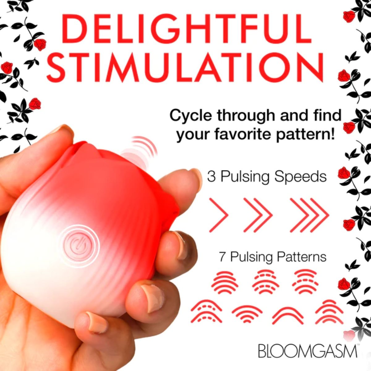 Bloomgasm "Pulsing Petals" Throbbing Rose Stimulator Red