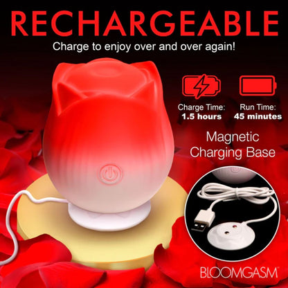 Bloomgasm "Pulsing Petals" Throbbing Rose Stimulator Red