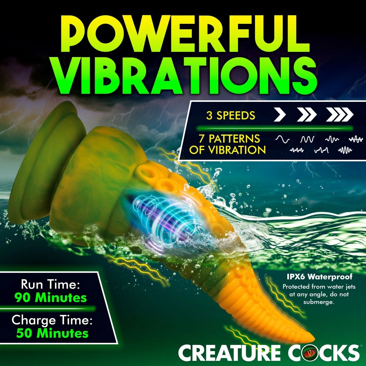 Creature Cocks Monstropus 2.0 Vibrating Tentacle Silicone Dildo