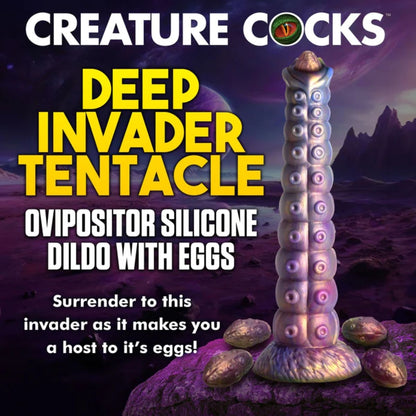 Creature Cocks Deep Invader Tentacle Ovipositor Silicone Dildo with Eggs