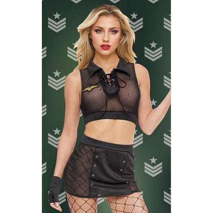 Baci Sergeant Seduction 4 Piece Costume Black One Size