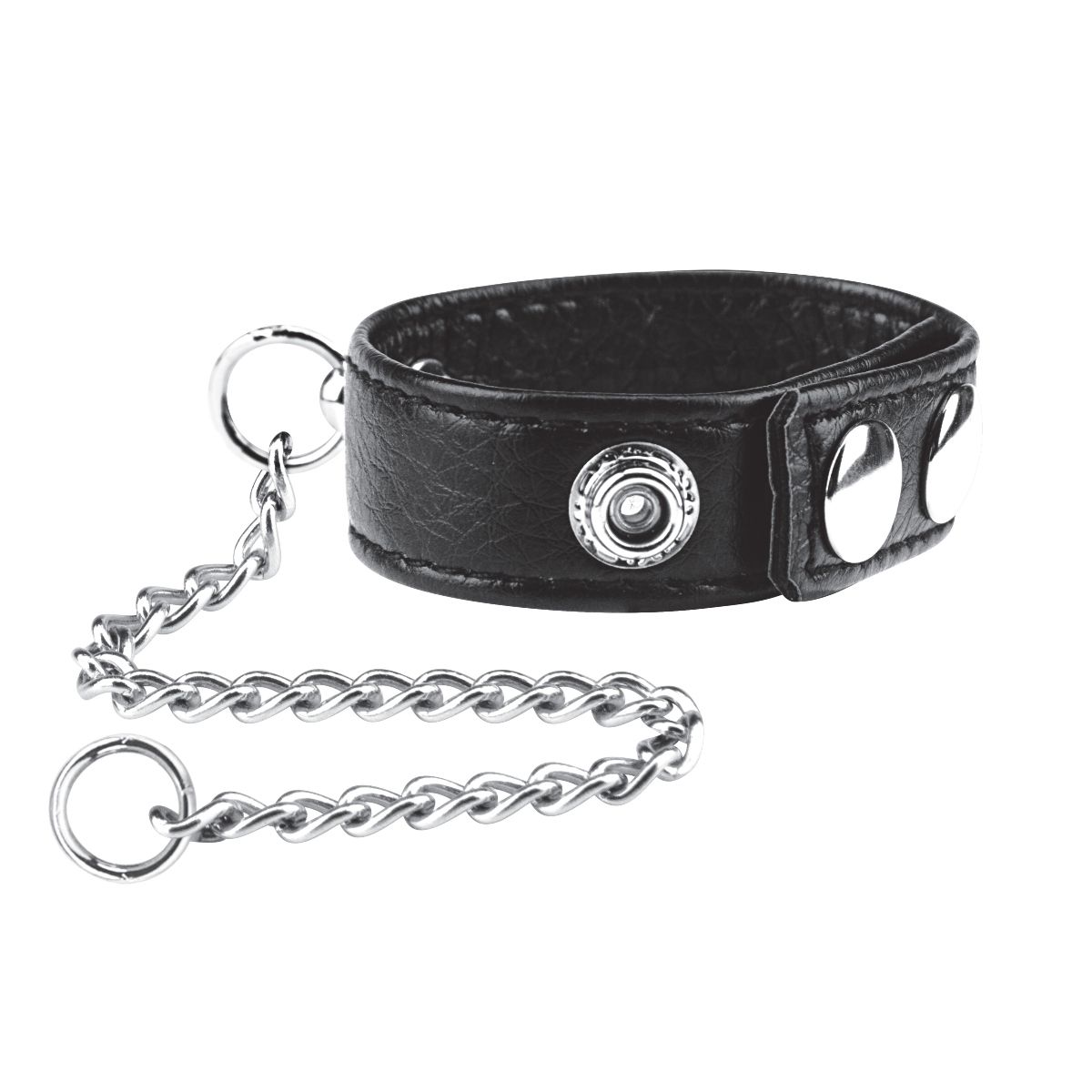 Blue Line Snap Cock Ring with Metal Leash