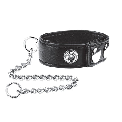 Blue Line Snap Cock Ring with Metal Leash
