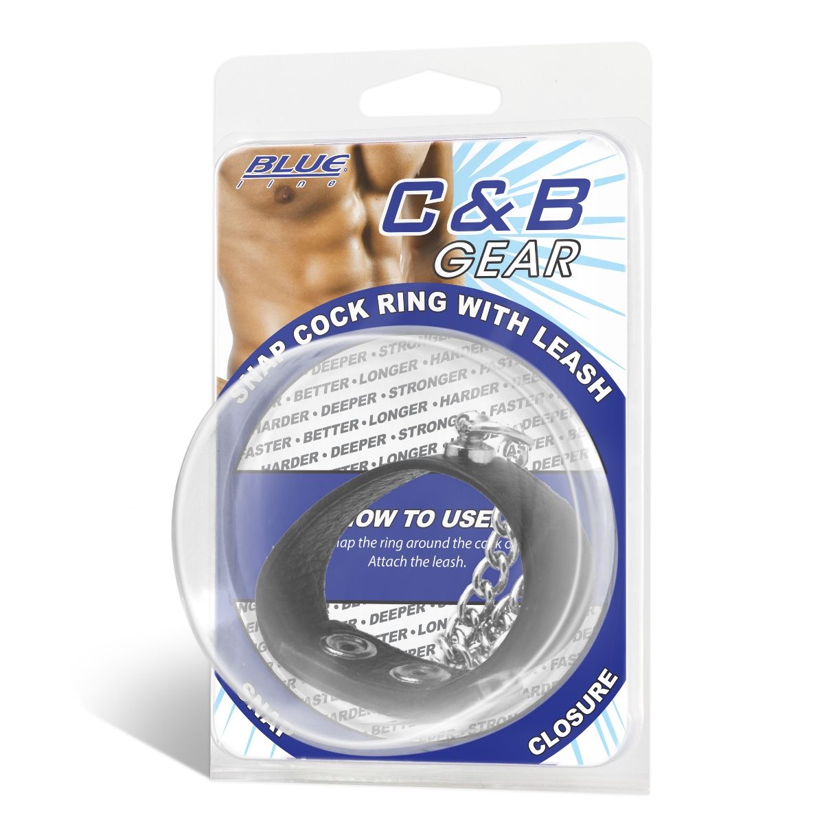 Blue Line Snap Cock Ring with Metal Leash