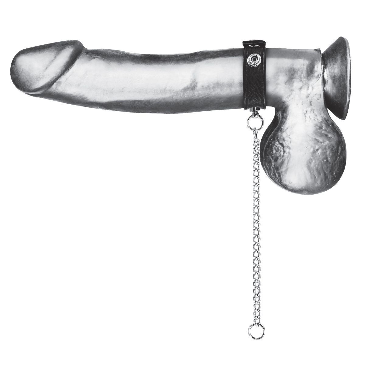 Blue Line Snap Cock Ring with Metal Leash