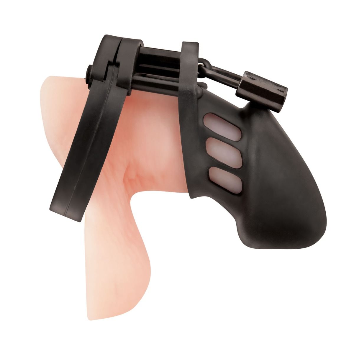 Blue Line Silicone Chastity Cock Cage Black