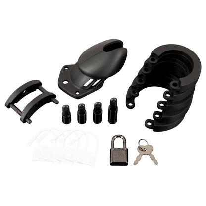 Blue Line Silicone Chastity Cock Cage Black