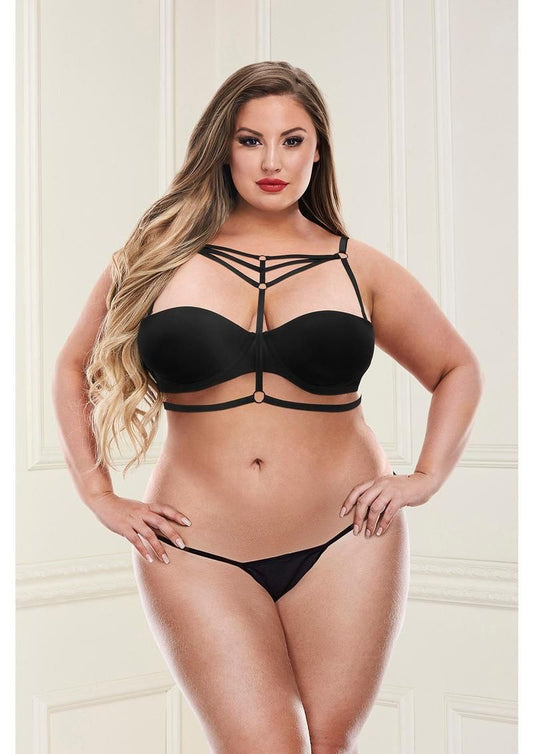 Baci Sexy Strappy Bra Harness Black Queen Size
