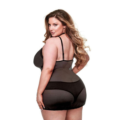 Baci 2 Piece Eco Chemise & Panty Set Black - Queen Size