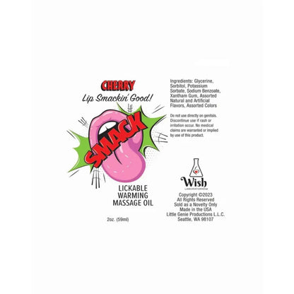 Smack Lickable Massage Oil Cherry 2oz