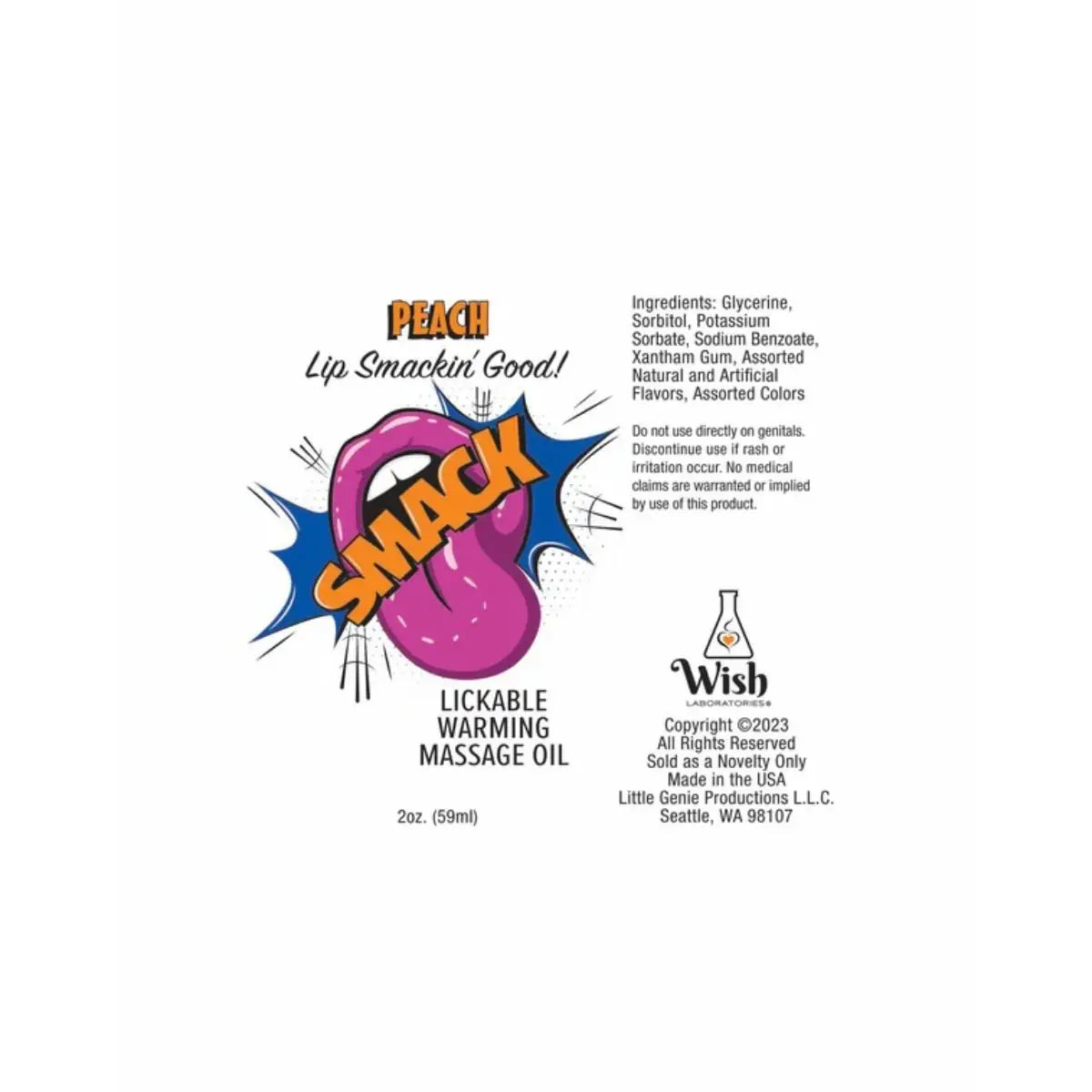 Smack Lickable Massage Oil Peach 2oz