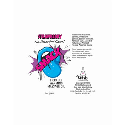 Smack Lickable Massage Oil Strawberry 2oz