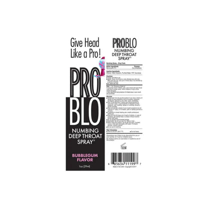 Pro Blo Numbing Deep Throat Spray Bubblegum 1oz