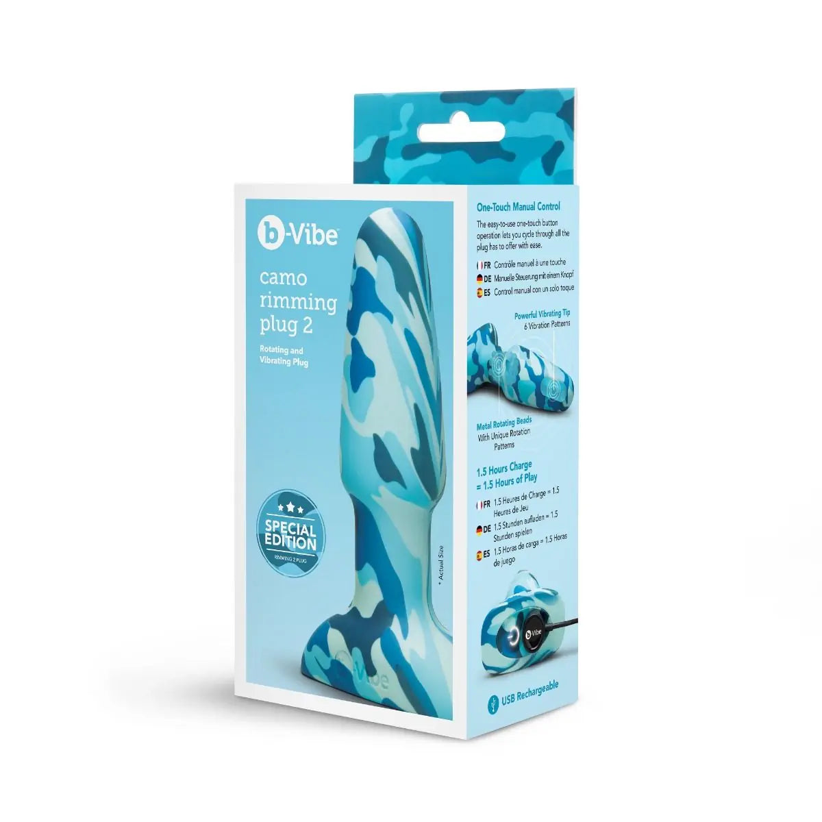 b-Vibe Rotating Beads Vibrating Rimming Anal Butt Plug - Camo