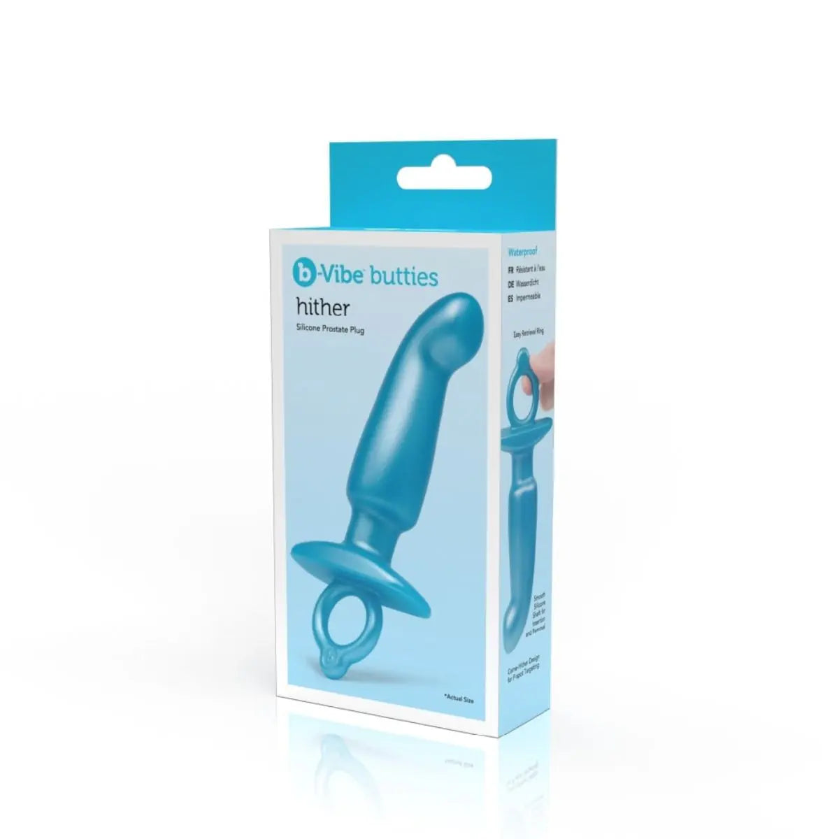 b-Vibe Butties Hither Silicone Prostate Plug Blue 5.6"
