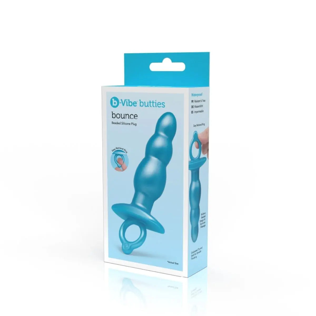 b-Vibe Butties Bounce Beaded Silicone Butt Plug Blue 5.6"
