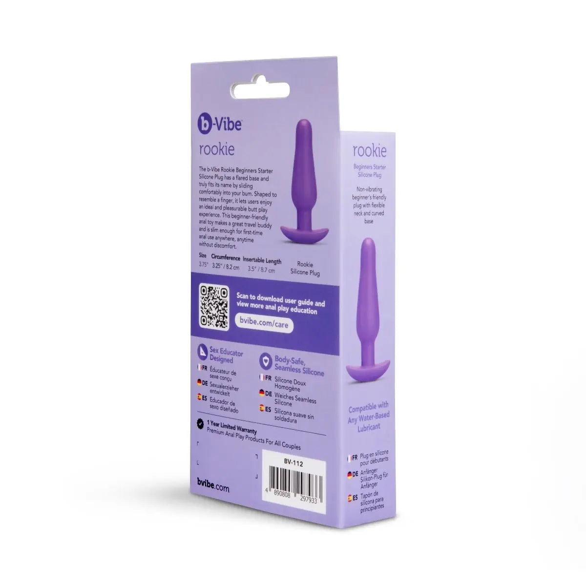 b-Vibe Rookie Weighted Silicone Plug - Purple