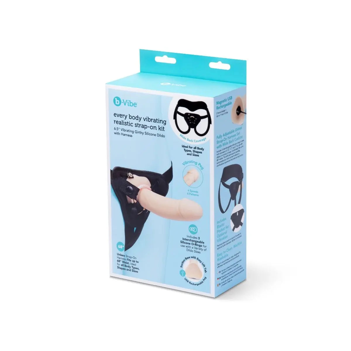 B-Vibe Every Body Rechargeable Vibrating Realistic Strap on Kit