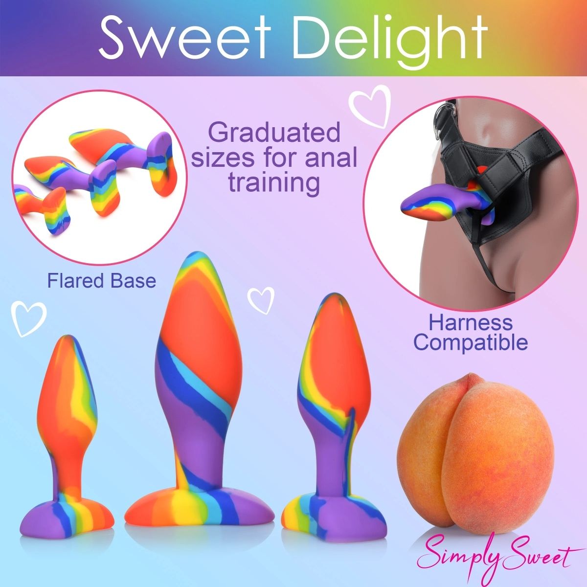 Simply Sweet Rainbow Silicone Butt Plug Set