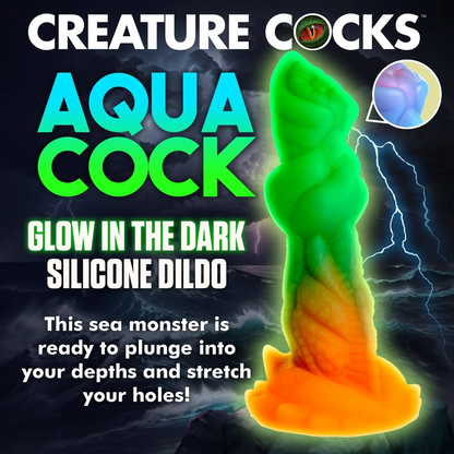 Creature Cock Aqua Cock Glow In The Dark Silicone Dildo