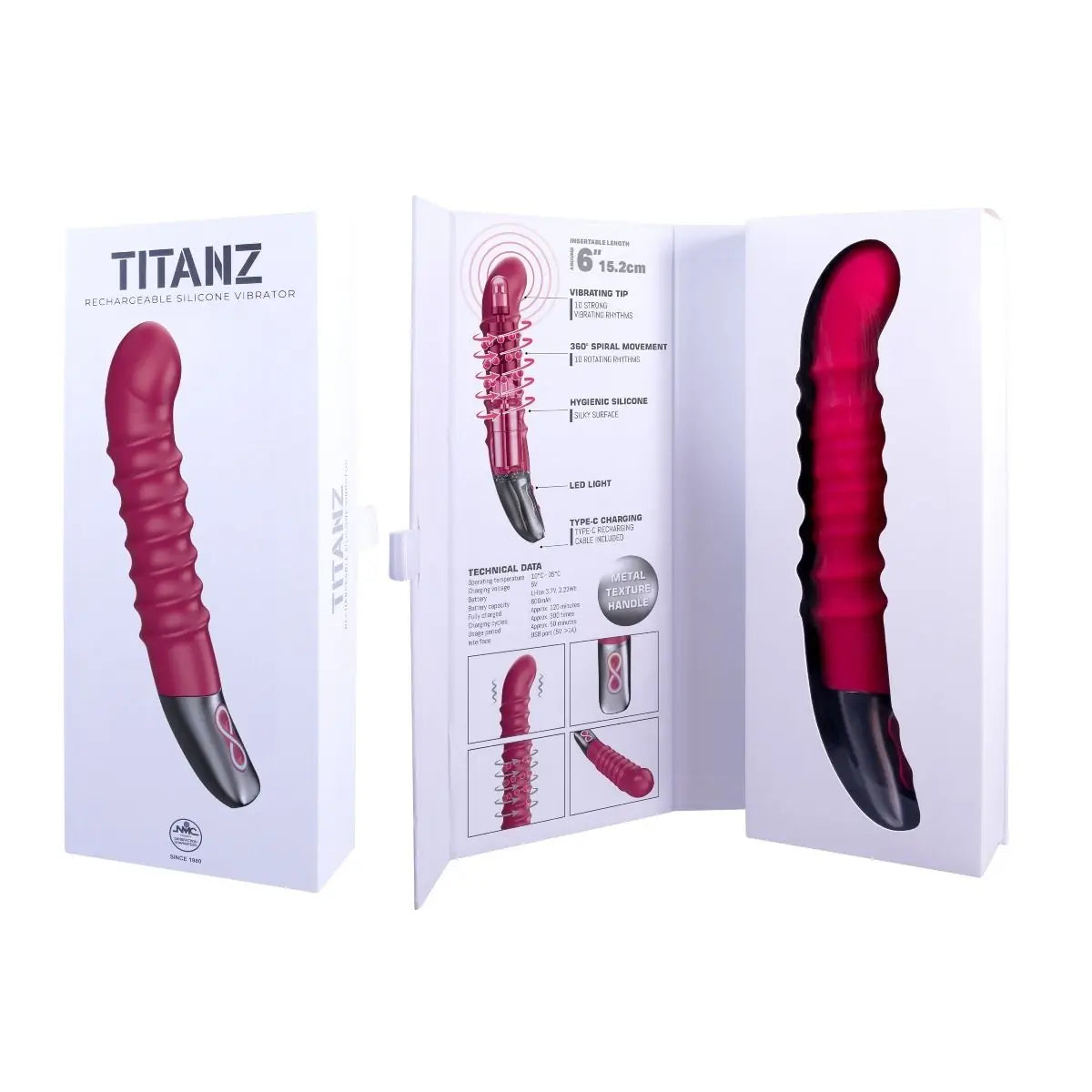 Titanz Spiral 6inch Rechargeable Vibrator Pink