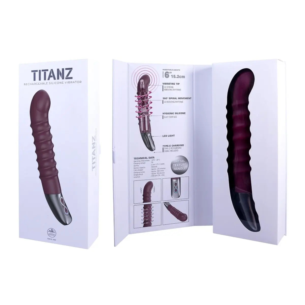 Titanz Spiral 6inch Rechargeable Vibrator Purple